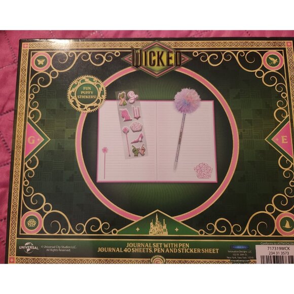 Wicked Glinda Journal Set With Pen & Puffy Stickers NWT - Picture 2 of 2